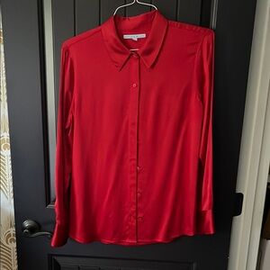 Bright red satin long sleeve shirt from Antonio Melani